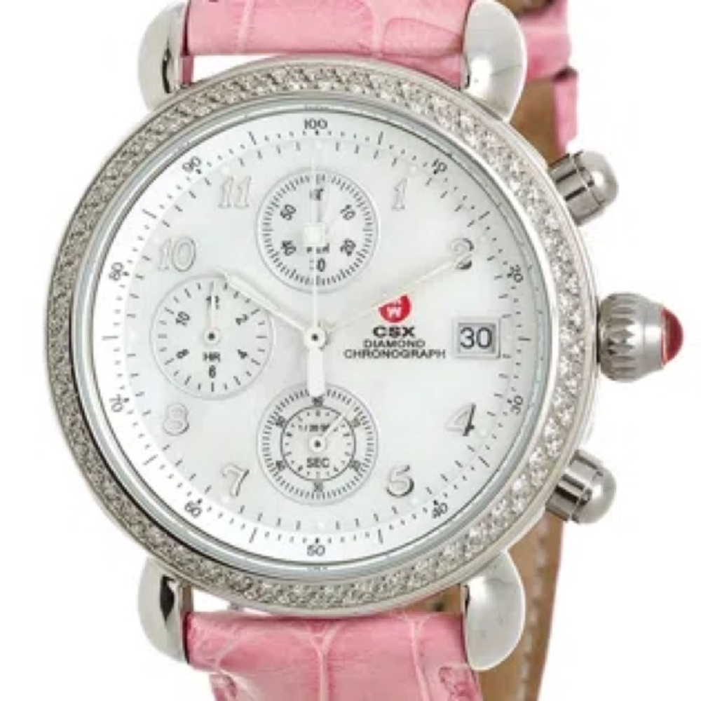MICHELE CSX36 Day Diamond Embellished Stainless Steel Watch Head, 36mm
